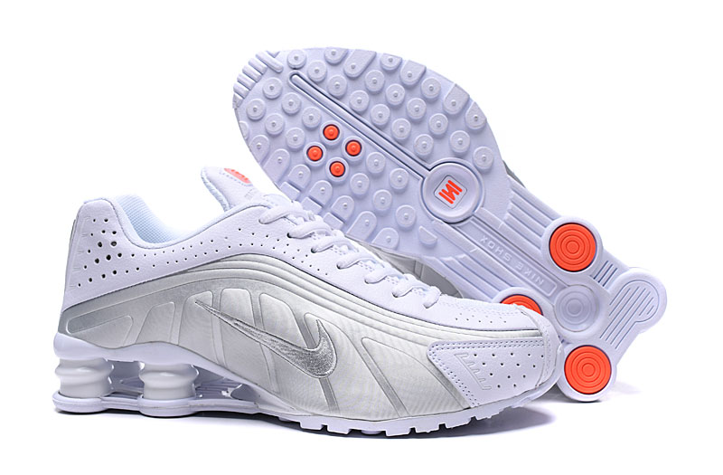 Men's Running Weapon Shox R4 Shoes White Sliver 002
